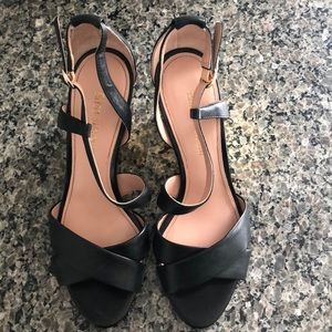 Black wedge sandals